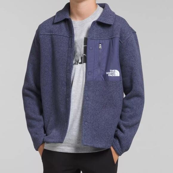 NWT The North Face Sweater Fleece Button Down Jacket in Blue XL 14/16 - Picture 2 of 7